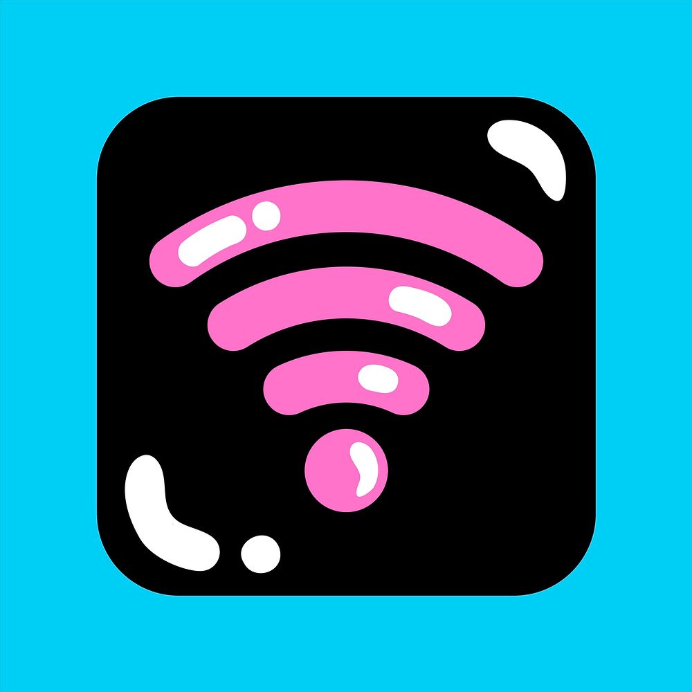 Funky wifi psd sign in black and pink