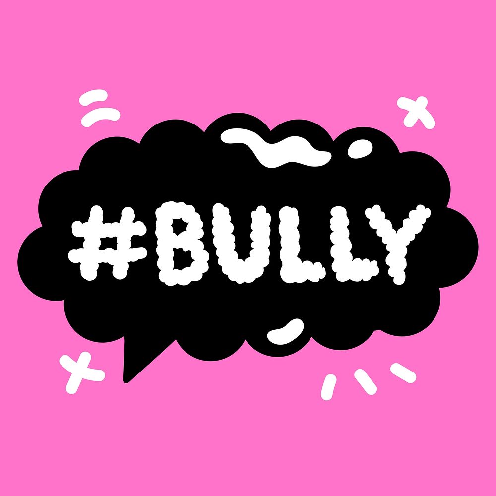 Hashtag bully in speech bubble psd funky style