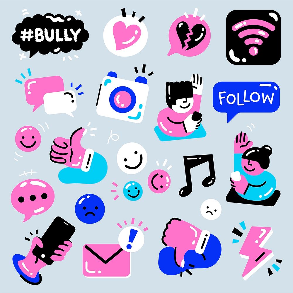 Colorful social media psd icon set