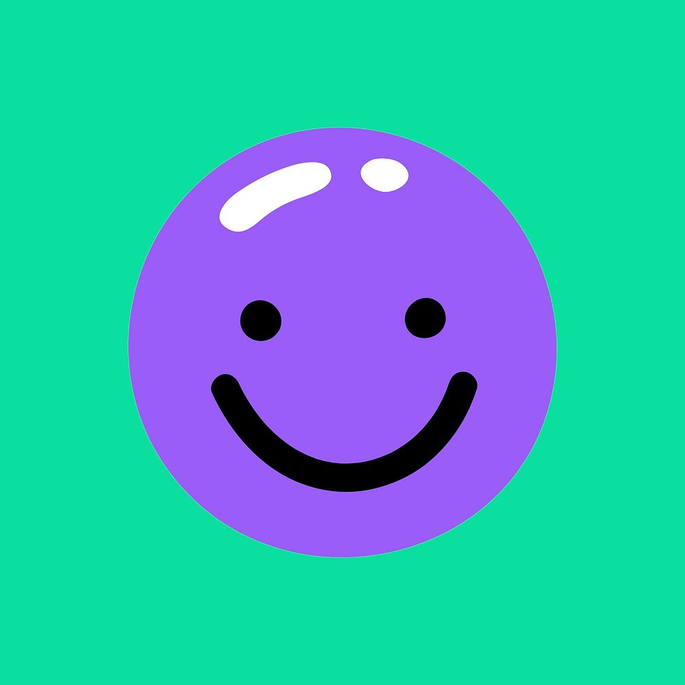 Cute purple smiley psd on green background
