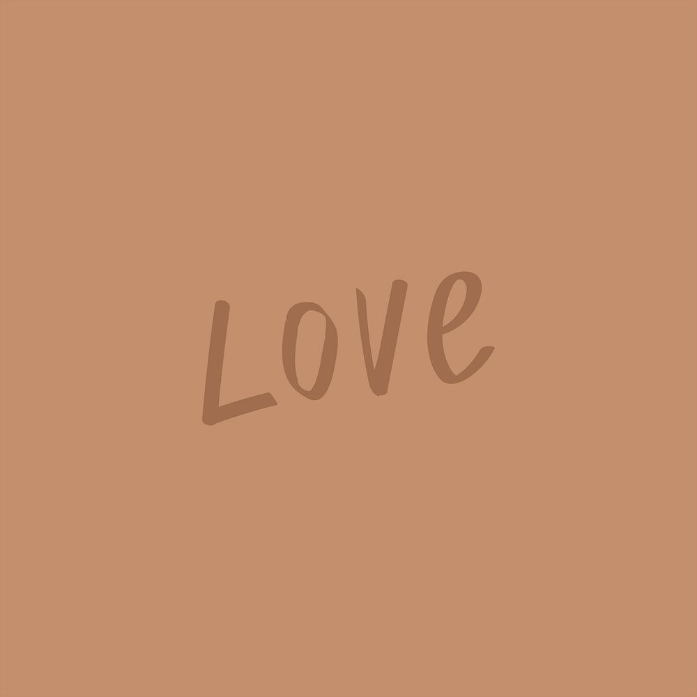 Doodle love text psd in brown