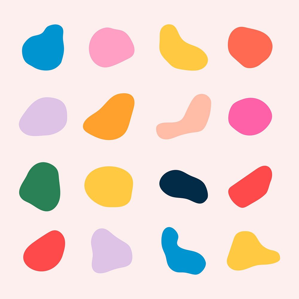 Colorful abstract shapes sticker psd set