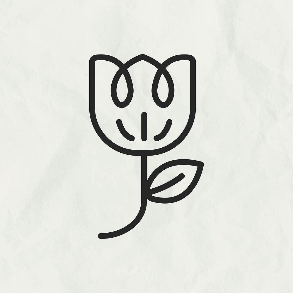Flower line icon psd in black tone