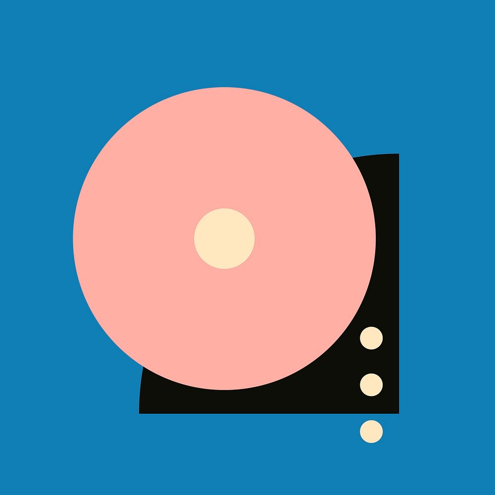 Retro geometric turntable psd flat design