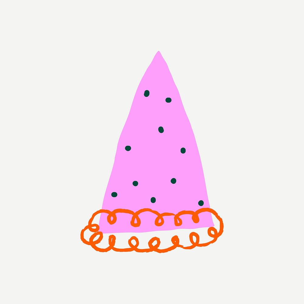 Party cone hat sticker psd in cute doodle style