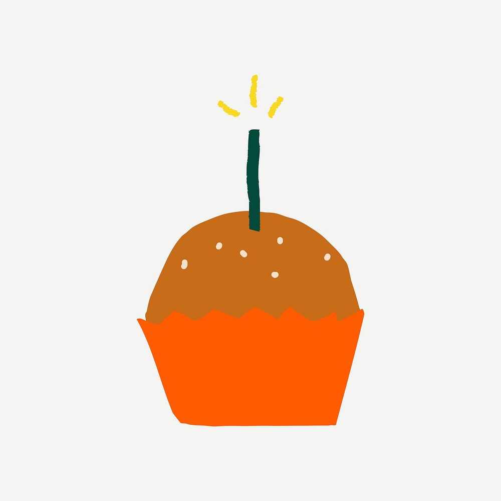 Birthday cupcake celebration sticker psd cute doodle