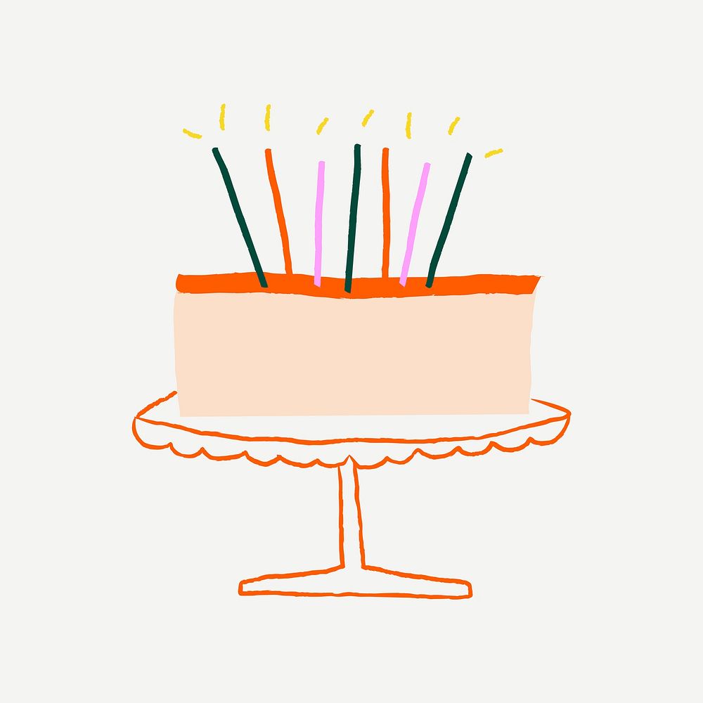 Birthday cake celebration sticker psd cute doodle