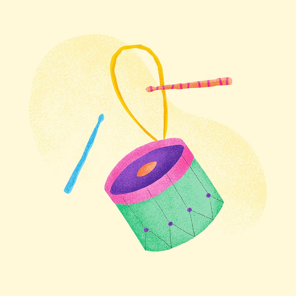 Green drum sticker psd musical instrument illustration
