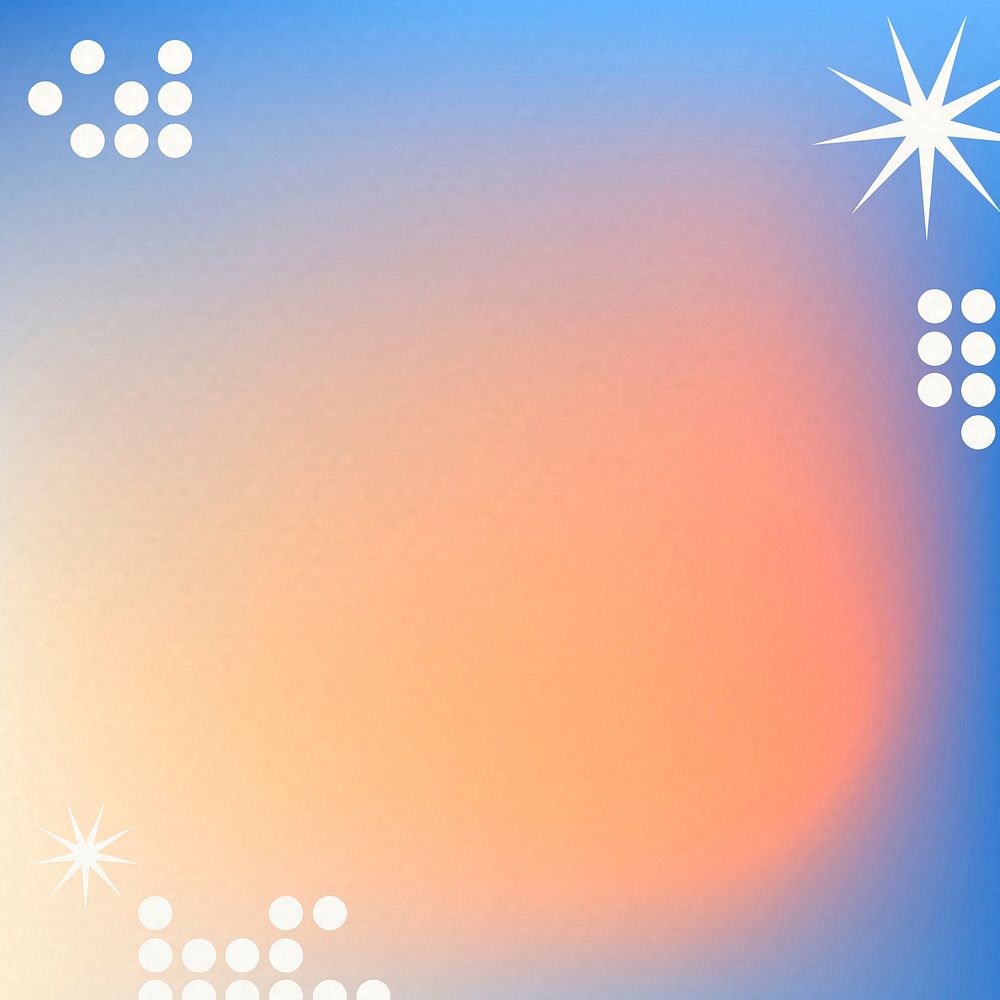 Orange gradient background vector in abstract memphis style with funky border