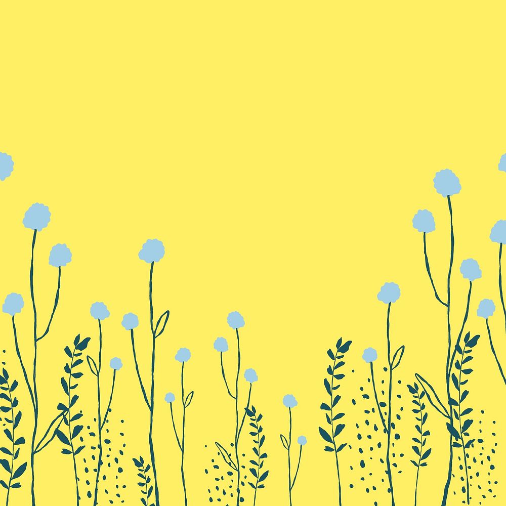 Yellow floral border background vector with dandelion flower doodle