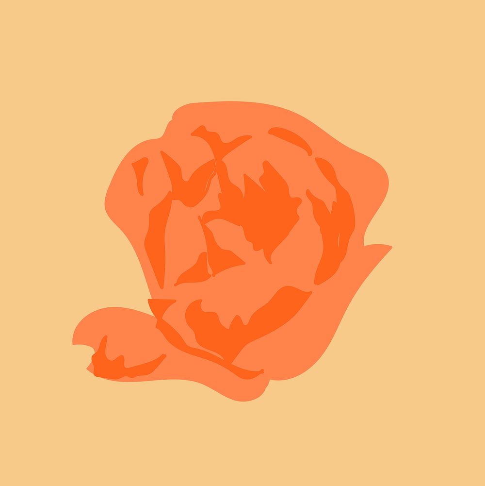 Orange rose floral sticker psd on beige background
