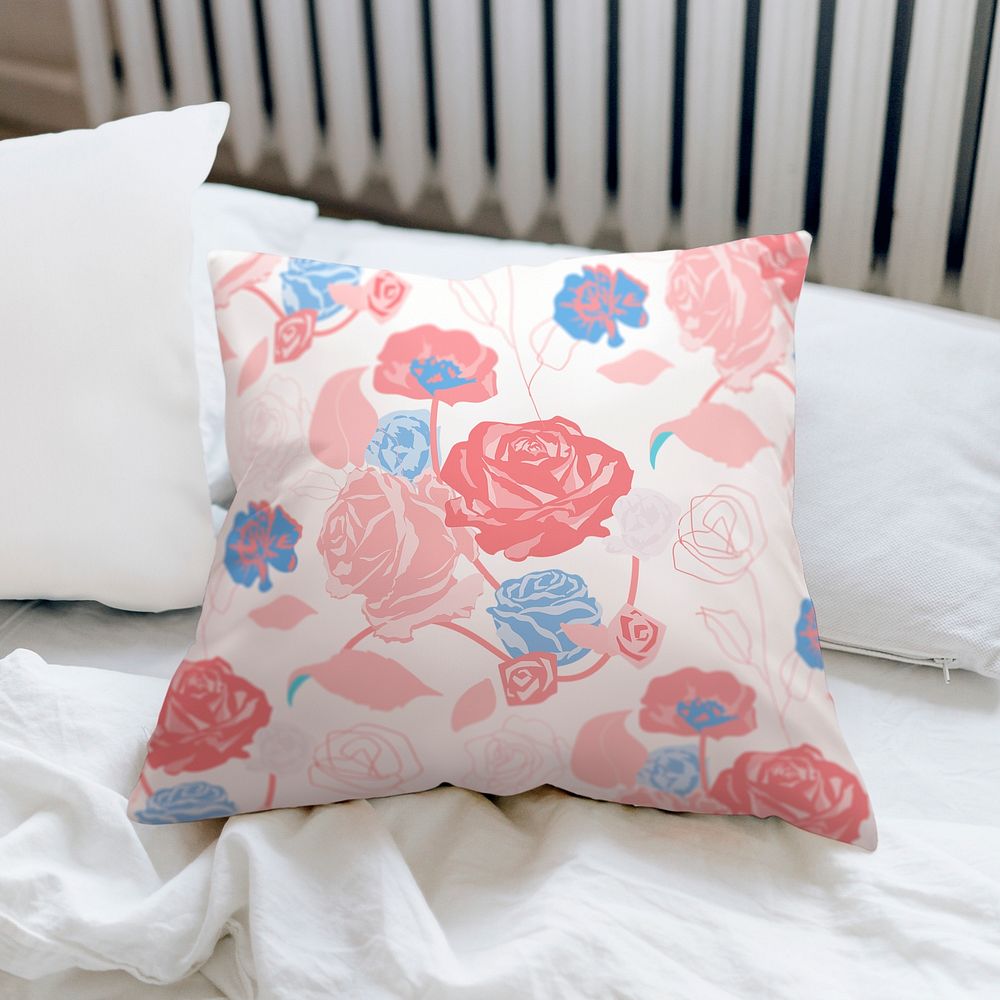 Floral cushion case colorful roses with design space