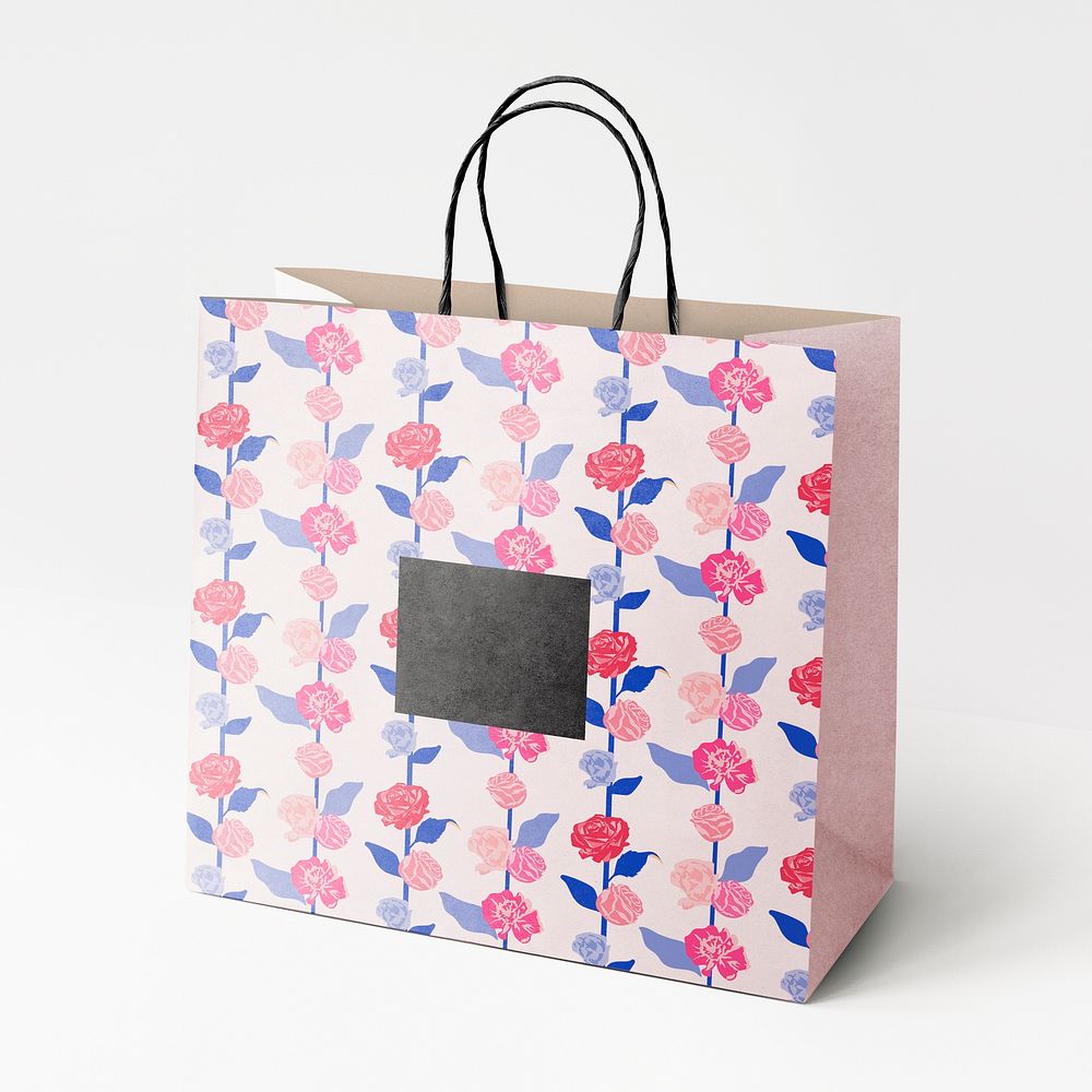 Floral shopping bag colorful roses with design space
