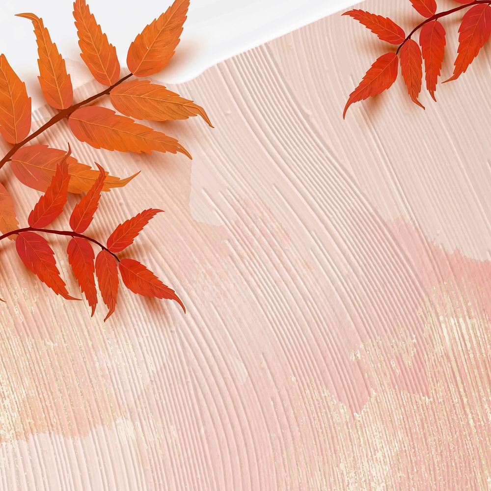 Fall season background vector with sumac leaves