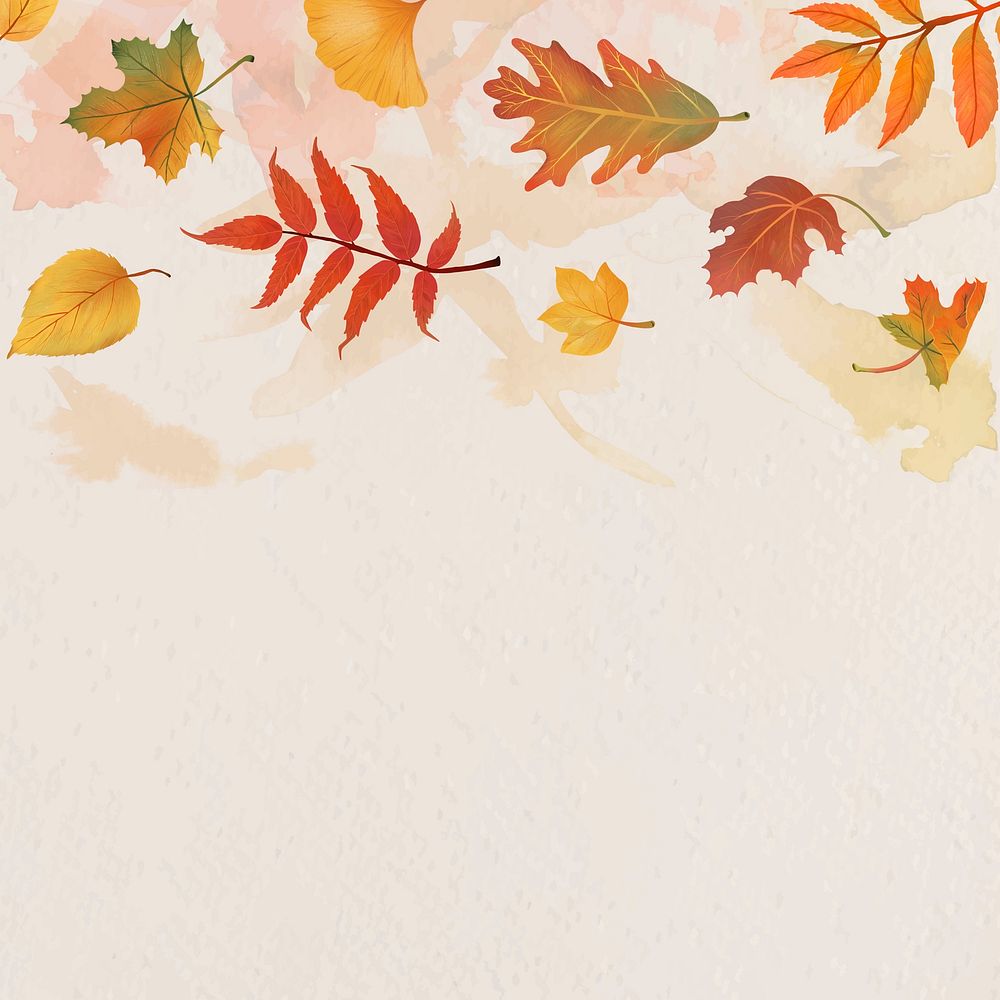 Fall leaves beige background vector