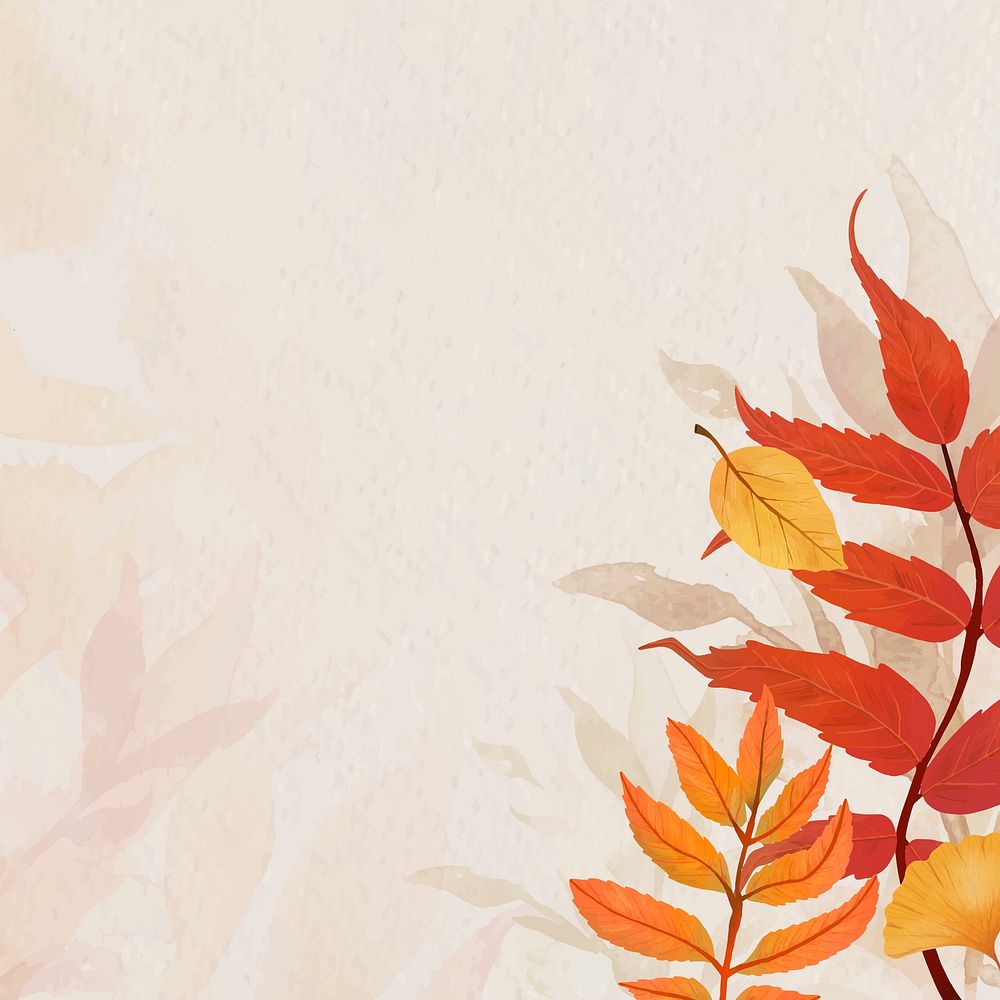 Fall leaves beige background vector