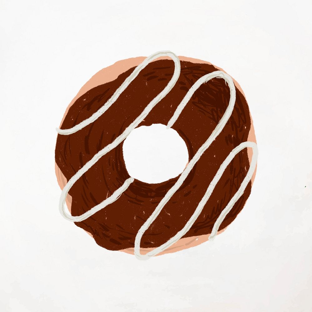 Chocolate frosted donut element psd cute hand drawn style
