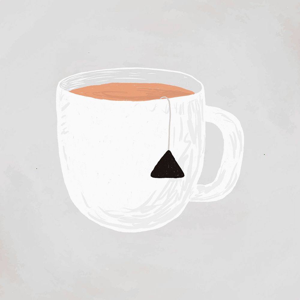 Cup of tea element psd cute hand drawn style
