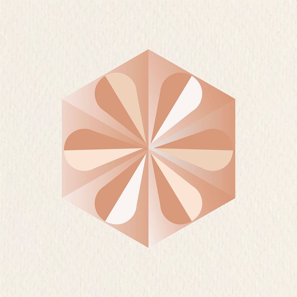 3D heptagon geometric shape psd in orange abstract style
