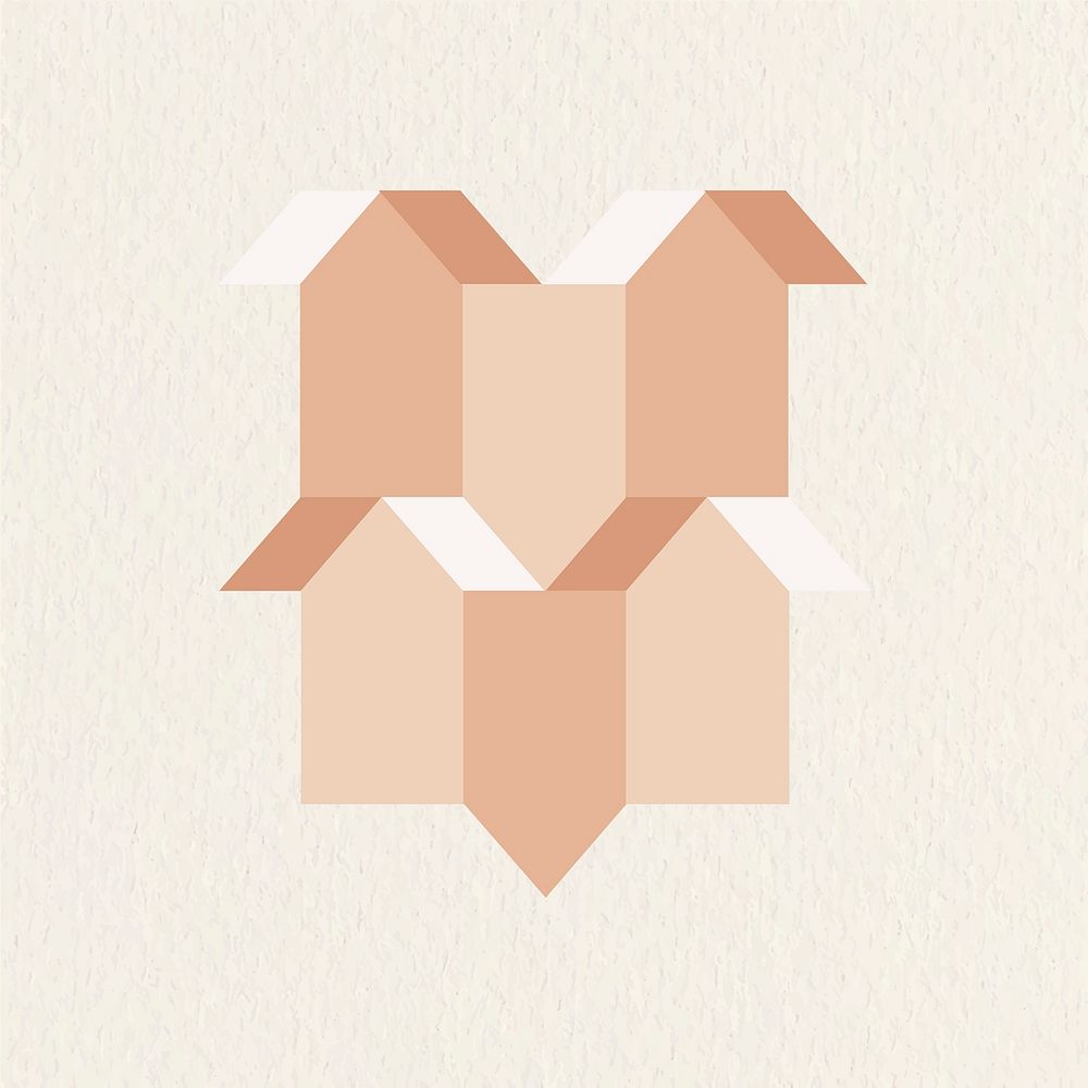 3D pentagon geometric shape psd in orange abstract style
