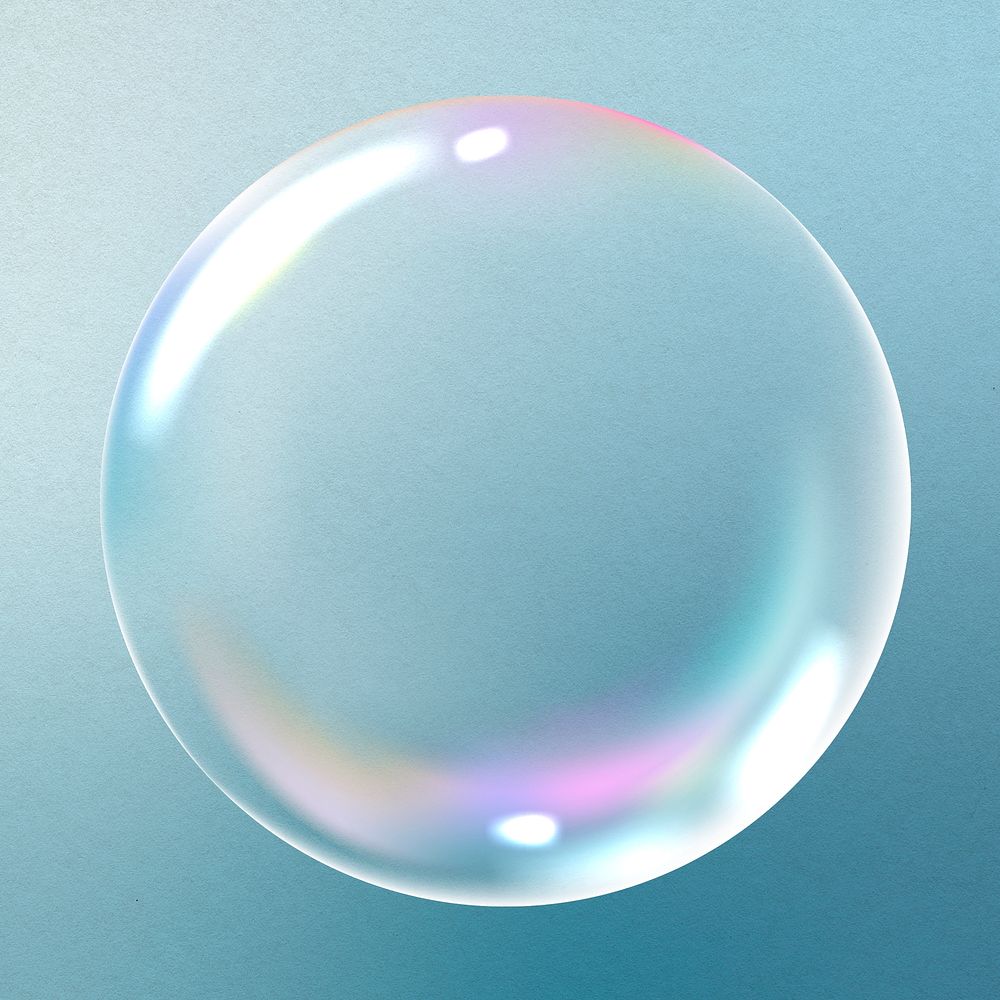 Clear bubble design element psd in blue background