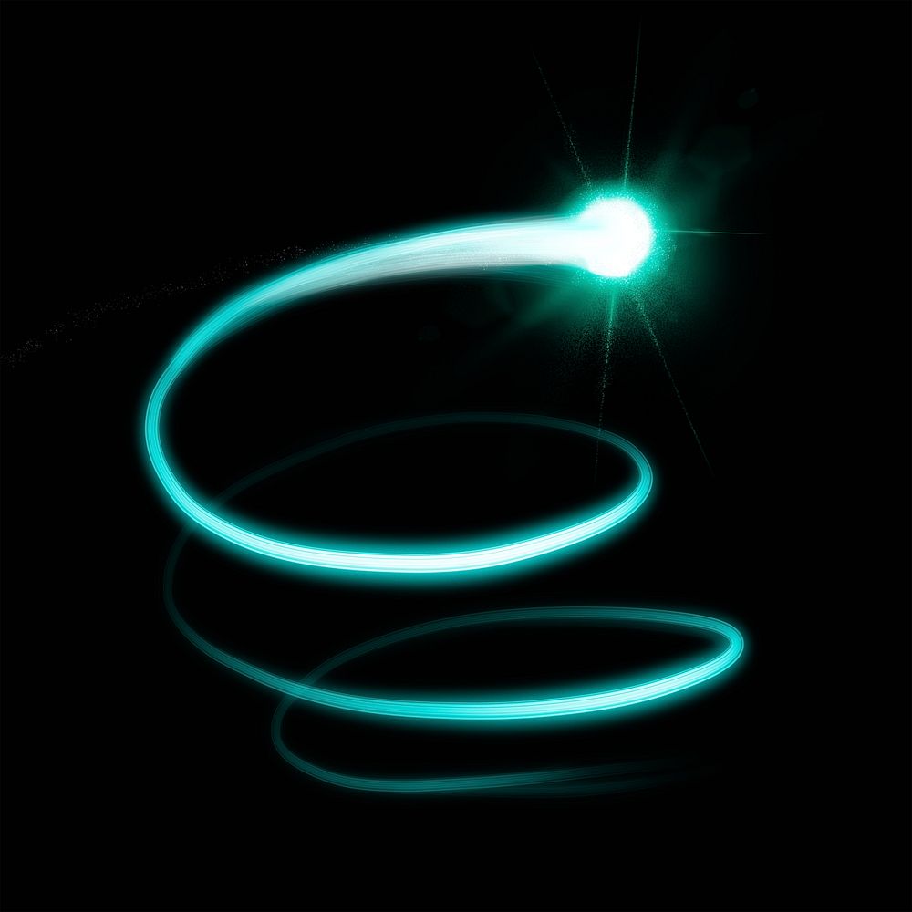 Green light streak element psd in black background