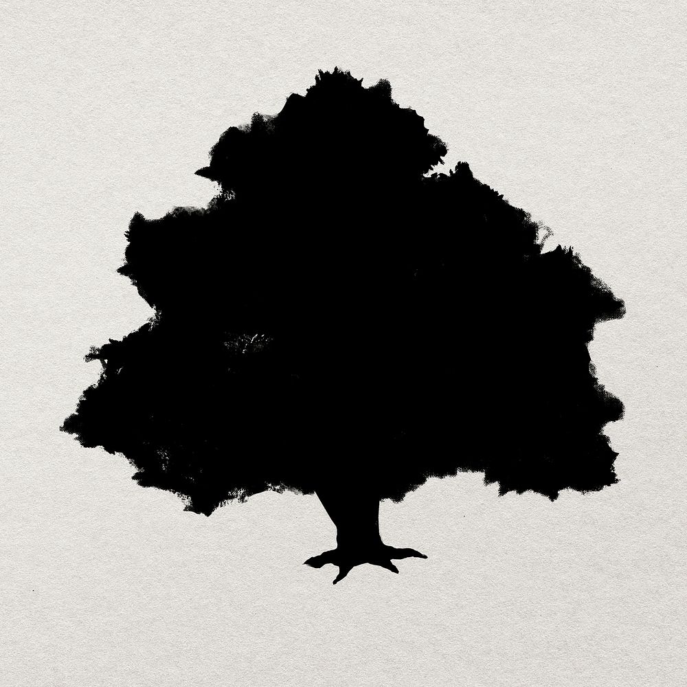Black tree element ink drawing 