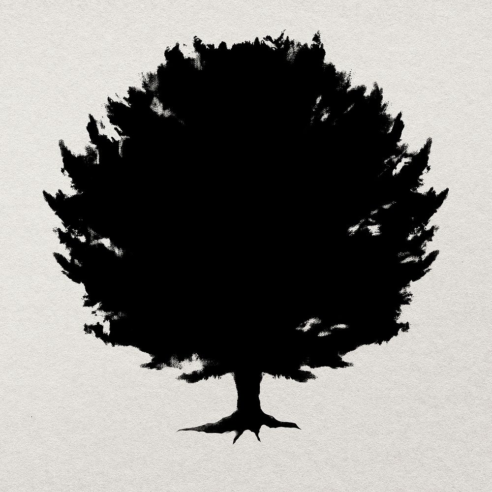 Black tree element ink drawing 