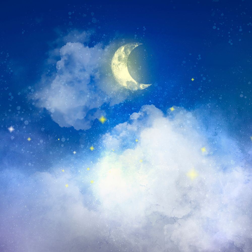 Aesthetic background with white crescent moon