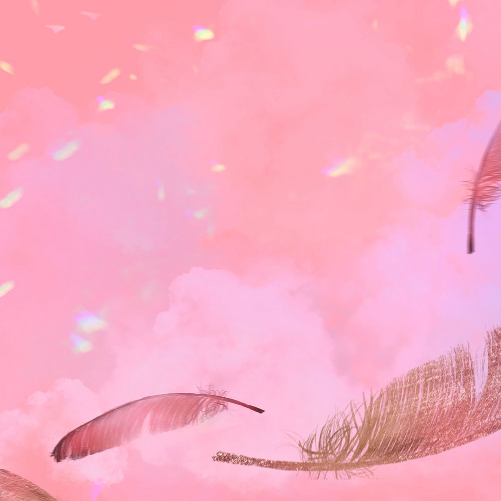 Realistic feather on pink background