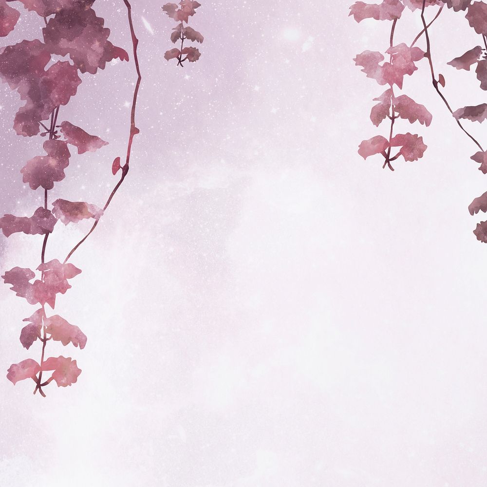Aesthetic leaves on pink border background