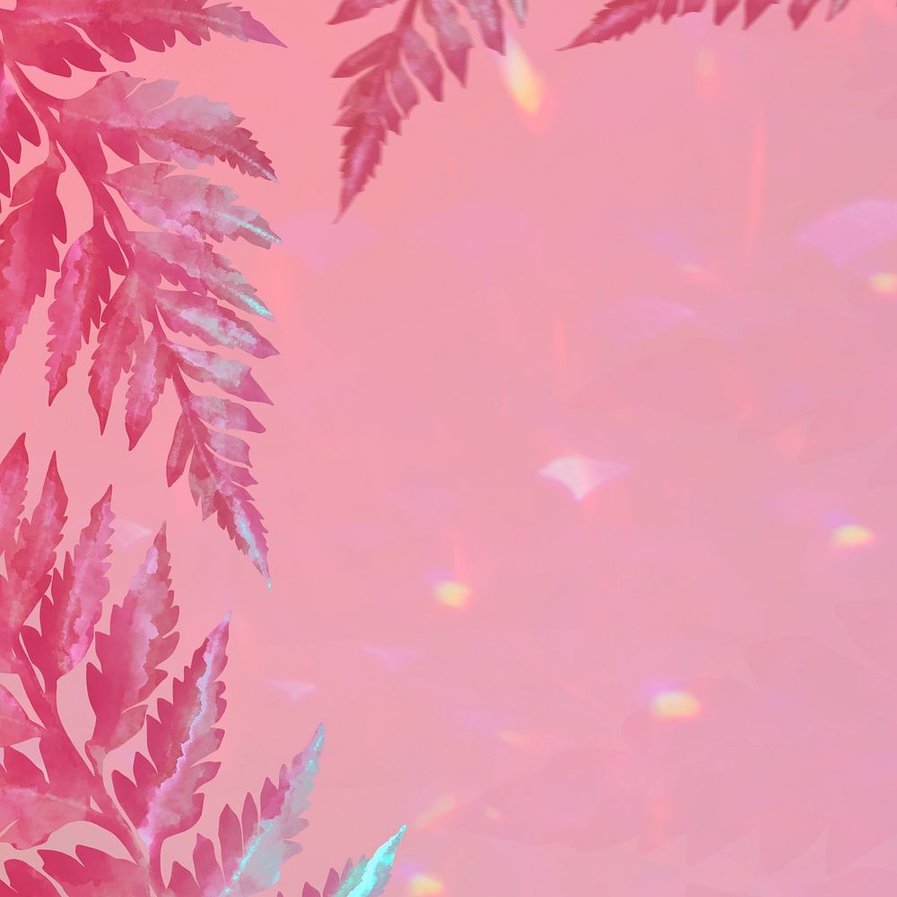 Aesthetic leaves on pink background