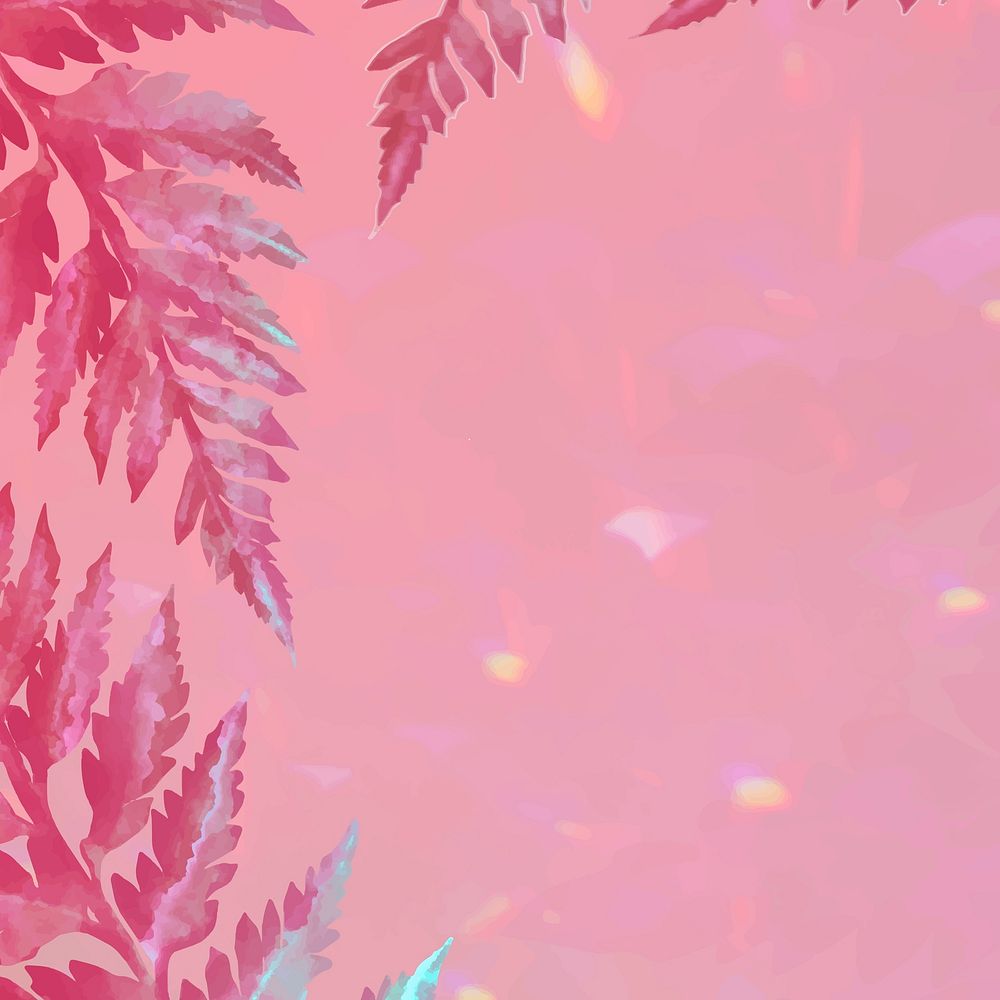 Pastel plant leaves vector on pink background