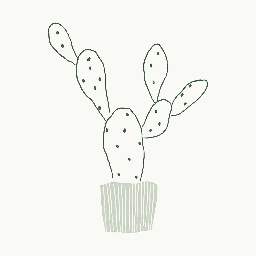 Bunny ears cactus psd doodle hand drawn 