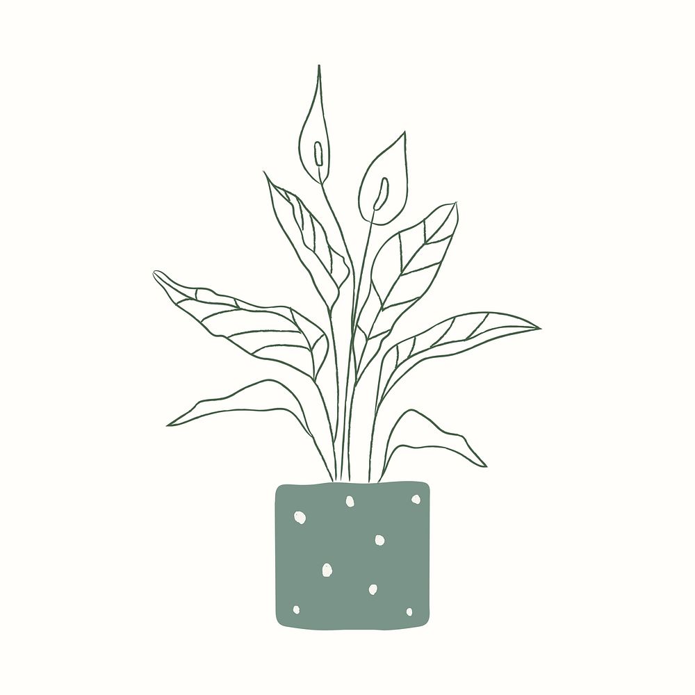Potted houseplant psd simple doodle style