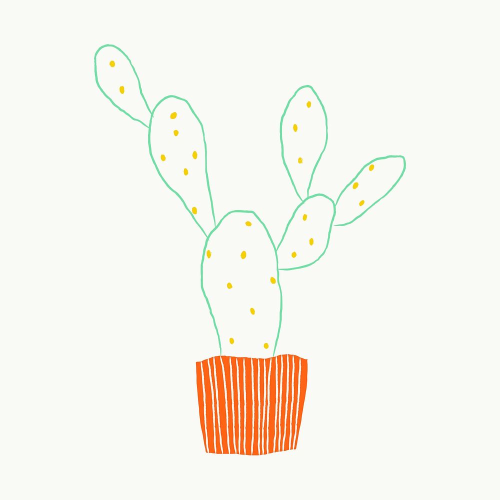 Houseplant cactus psd doodle hand drawn