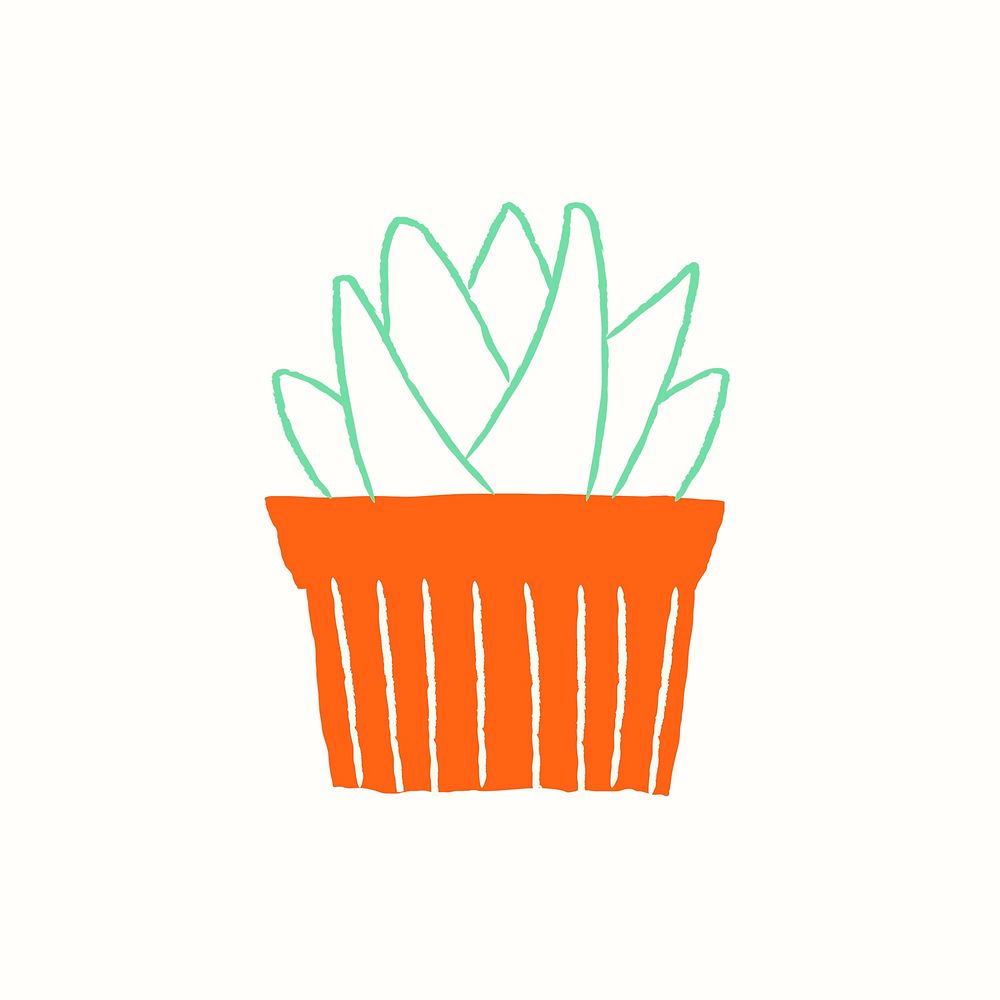 Succulent houseplant psd doodle hand drawn