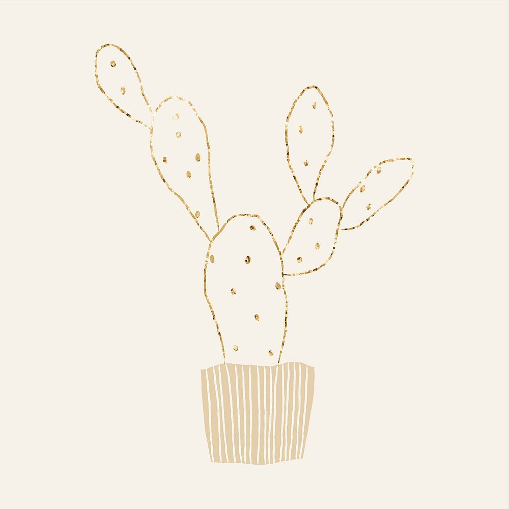 Glittery houseplant psd bunny ears cactus