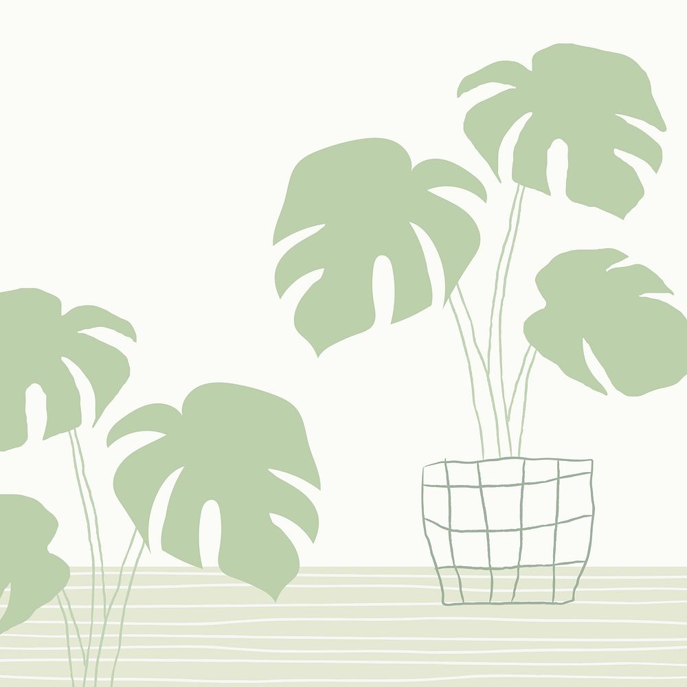 Gold houseplant vector monstera hand drawn doodle