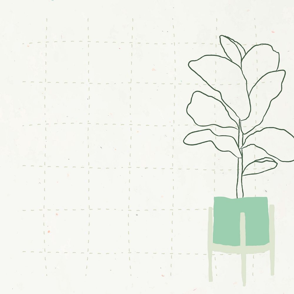 Hand drawn houseplant vector in grid background