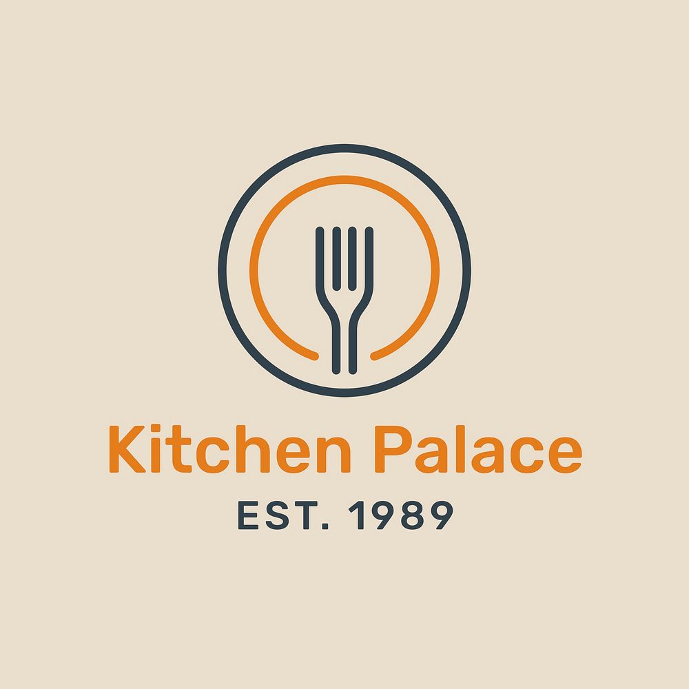 Restaurant logo template editable, vector minimal design