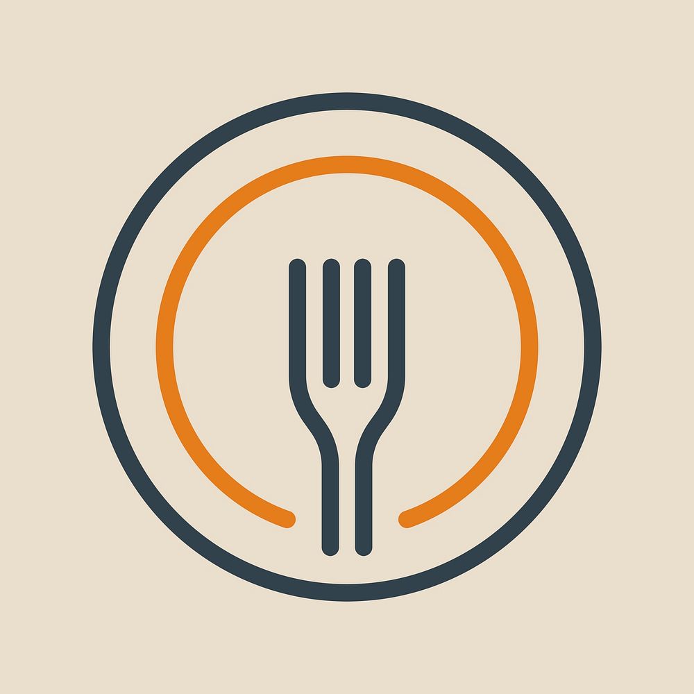 Restaurant logo design psd, plate minimal design