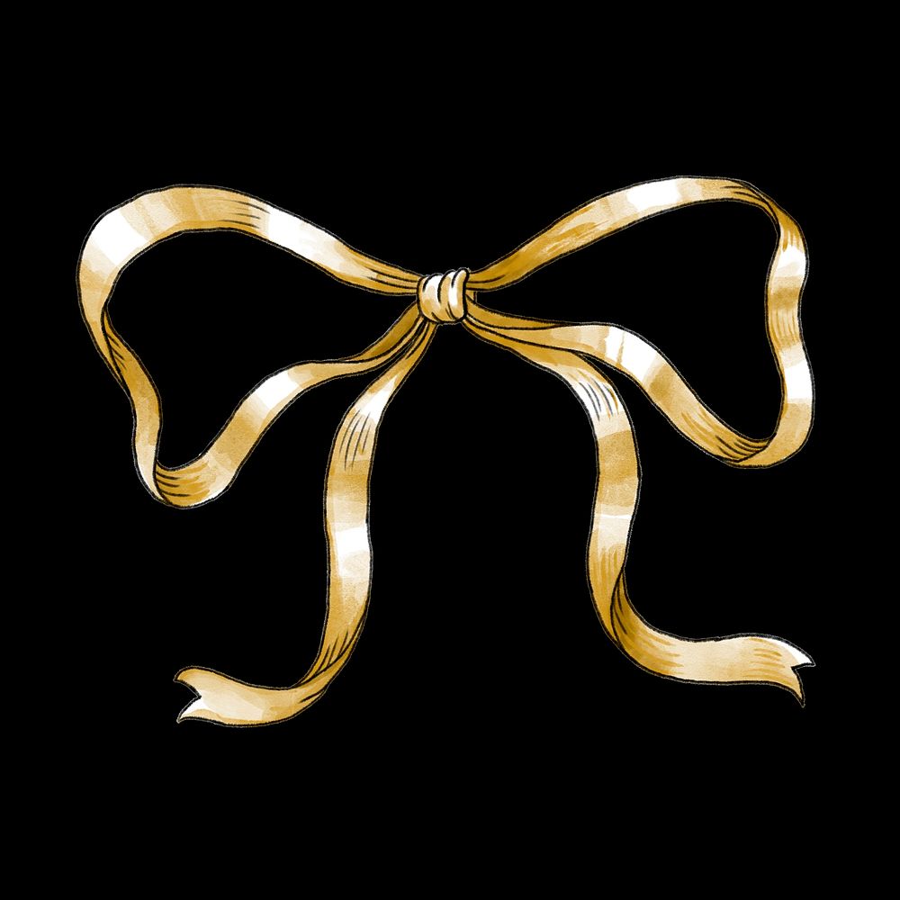 Gold ribbon bow psd hand drawn design element