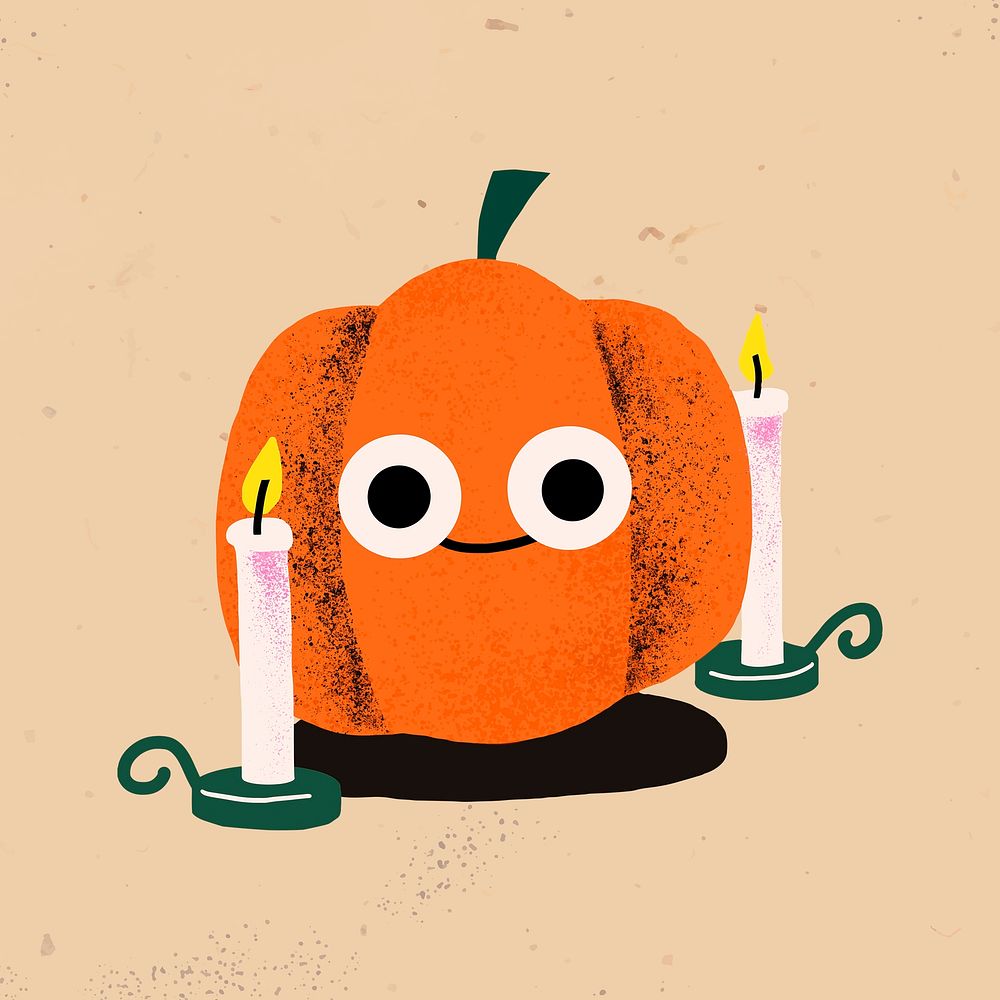Halloween PSD sticker, cute pumpkin illustration