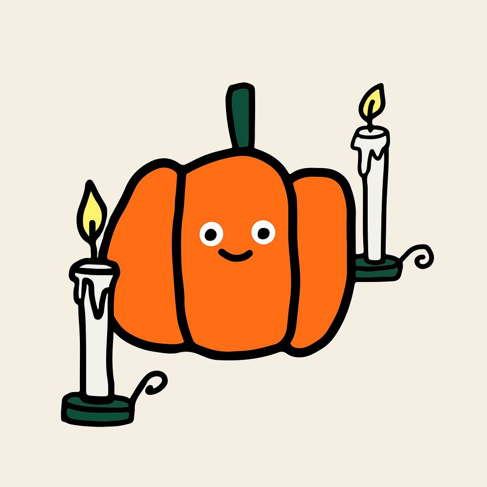 Halloween pumpkin PSD sticker, hand drawn doodle
