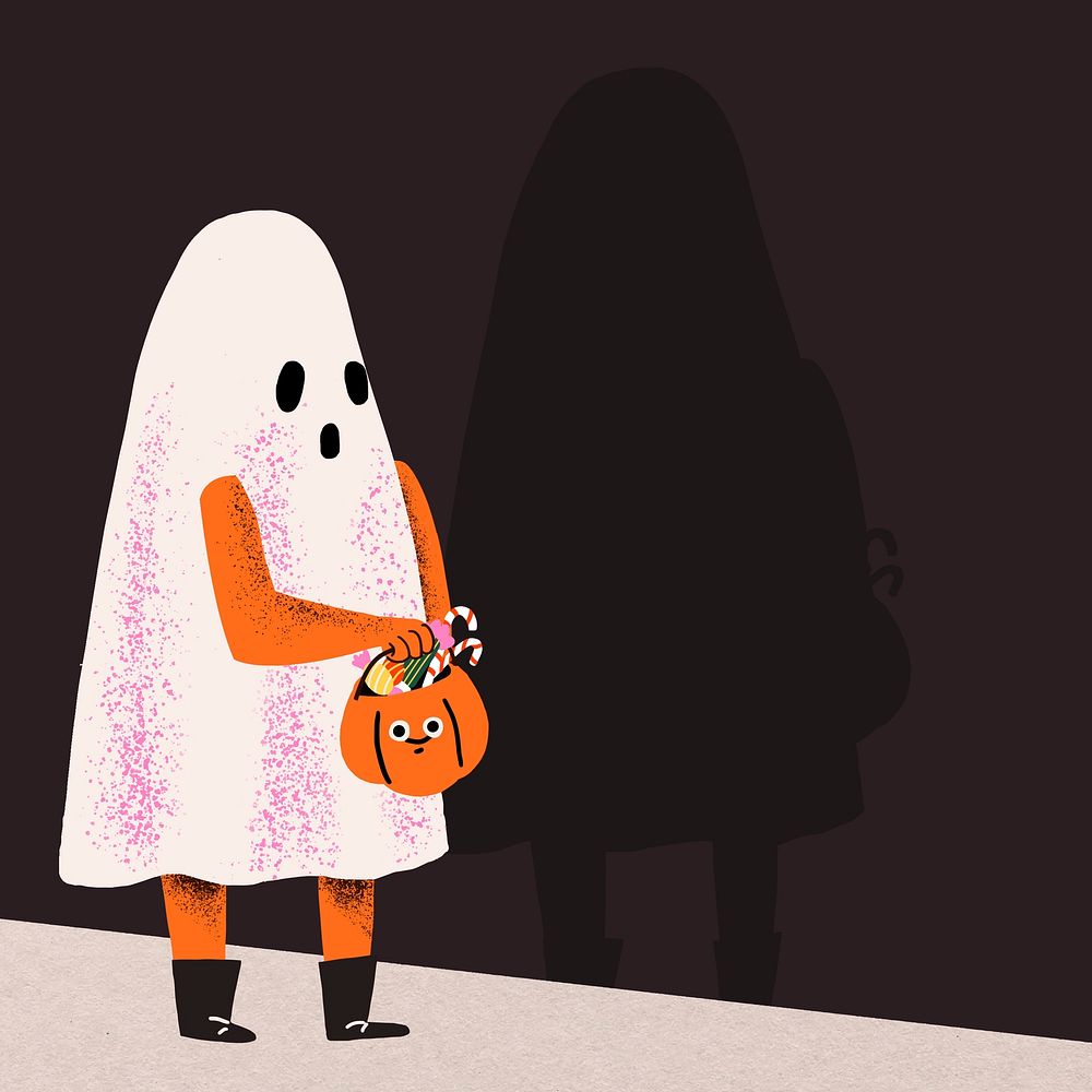 Halloween background wallpaper vector, cute white ghost cartoon