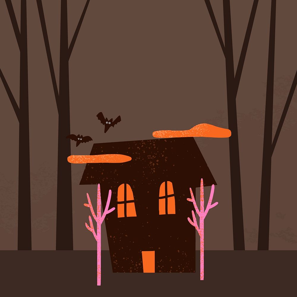 Cartoon Halloween background vector, spooky haunted house illustration