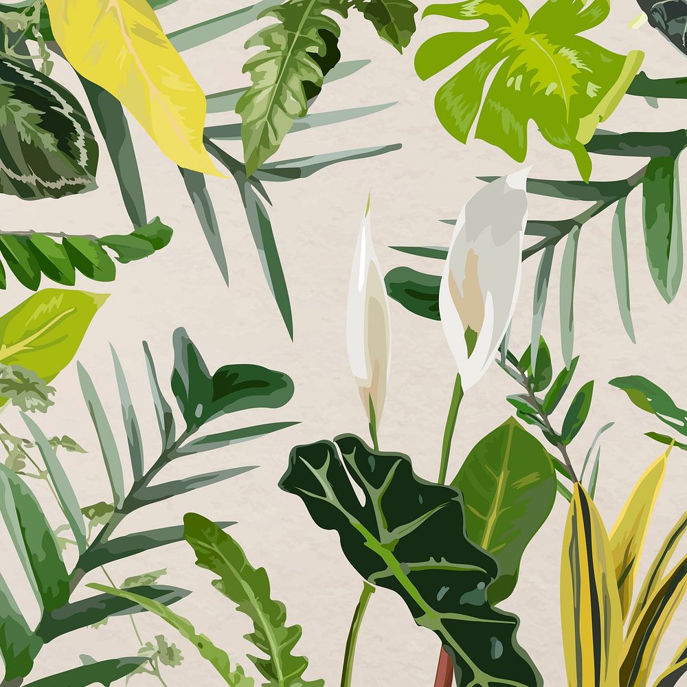Leaf pattern background tropical vector art, nature design