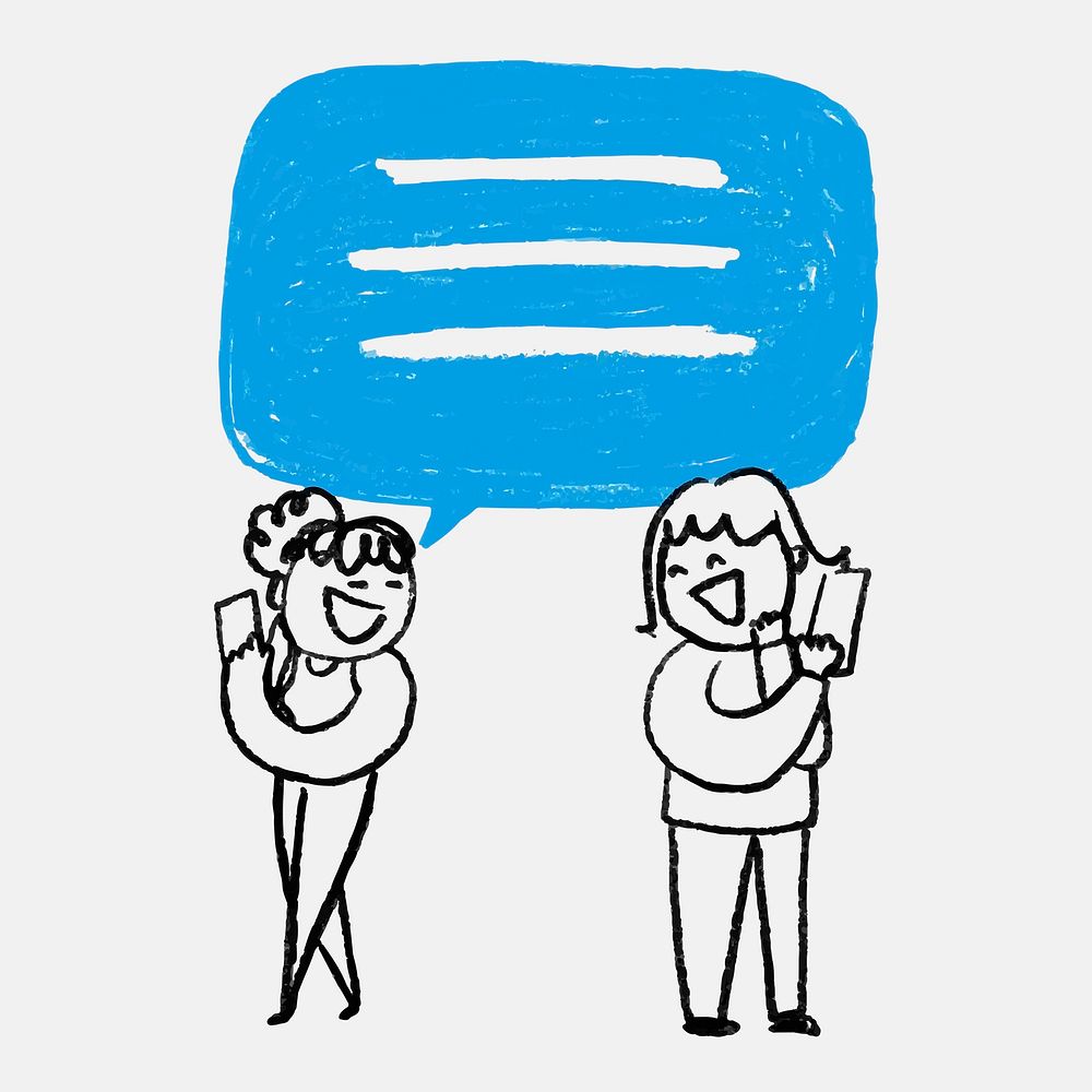 Social media doodle psd online chatting app concept