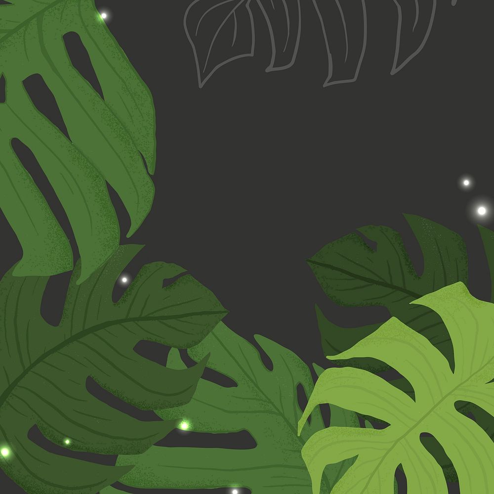 Monstera background vector botanical illustration